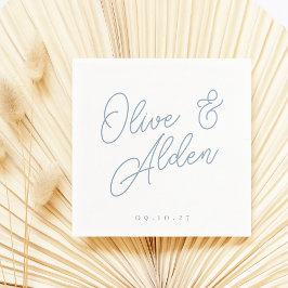 Dusty Blue | Oversized Script Names Wedding Serviette