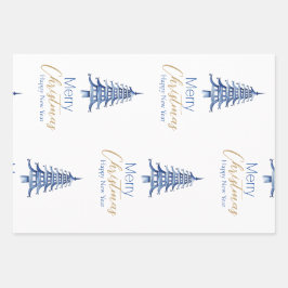 Dusty Blue Pagoda Geschenkpapier Set