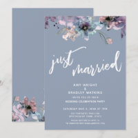 Dusty Blue Painted floral Just Married Empfang