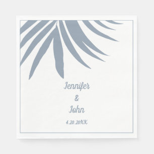 Dusty Blue Palm Leaf Beach Tropical Wedding Serviette