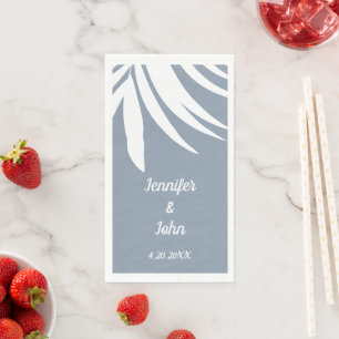 Dusty Blue Palm Leaf Beach Tropical Wedding Serviette