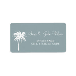 Dusty Blue Palm Tree Wedding-Adressetiketten Adressaufkleber