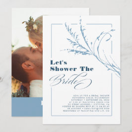 Dusty Blue Pampas Grass Boho Brautparty Foto Einladung