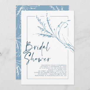 Dusty Blue Pampas Grass Modern Boho Brautparty Einladung