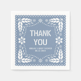 Dusty blue papel picado Danke You Baby Boy Shower Serviette