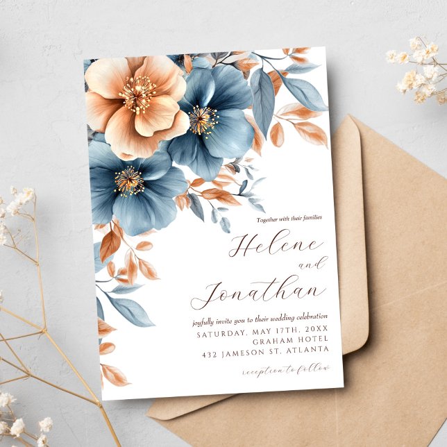 Dusty Blue Parco Tassino Einladung (Dusty Blue Terracotta Garden Elegant Wedding Invitation)