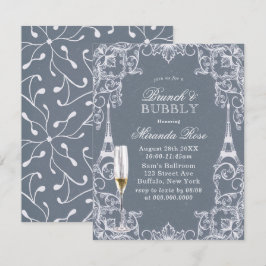 Dusty Blue Paris Frankreich Brunch & Bubbly Einlad Einladung