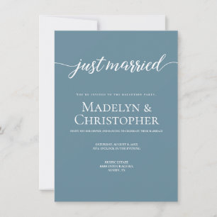 Dusty Blue Party Only Wedding Foto Gerade verheira Einladung