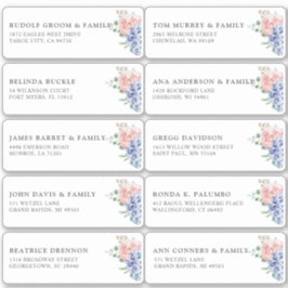 Dusty Blue Pastel hydrangea Gastname Anschrift Aufkleber