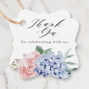Dusty Blue Pastel Pink Hydrangea Wedding Vielen Da Geschenkanhänger