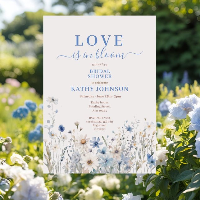 Dusty Blue Pastel Wildblume Brautparty Einladung (Von Creator hochgeladen)
