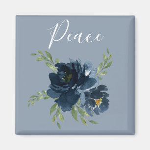 Dusty Blue Peace Script Watercolor Moderne Elegant Magnet