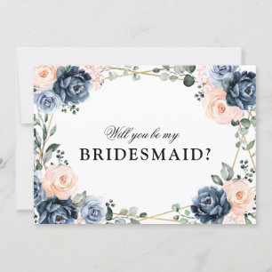 Dusty Blue Peach Blush Werden Sie meine Bridesmaid Einladung