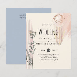 Dusty Blue Peach BOHO Einladung Hochzeit