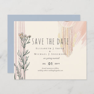 Dusty Blue Peach BOHO Wedding Save the Dates