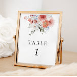 Dusty Blue Peach Floral Tischnummer Poster<br><div class="desc">Elegantes Blumenstrauß-Tischnummer-Schild mit staubblauen und pfirsichfarbenen Blume.</div>
