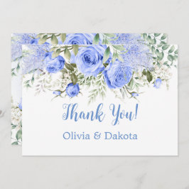 Dusty Blue Peony Blossom Chic Dankeskarten Einladung