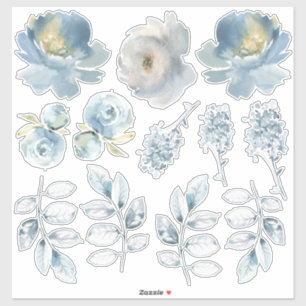 Dusty Blue Peony Bouquet Creator Set of Stickers Aufkleber