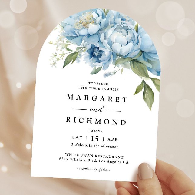 Dusty Blue Peony Einladung (Von Creator hochgeladen)