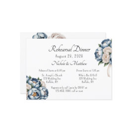 Dusty Blue Peony Rose Probe Dinner Einladung