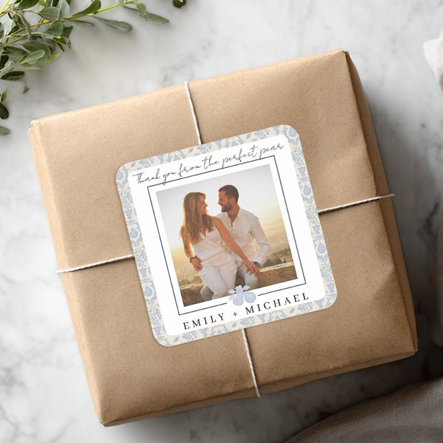 Dusty Blue Perfect Pear Foto Danke Sticker (Photo Thank You Sticker)