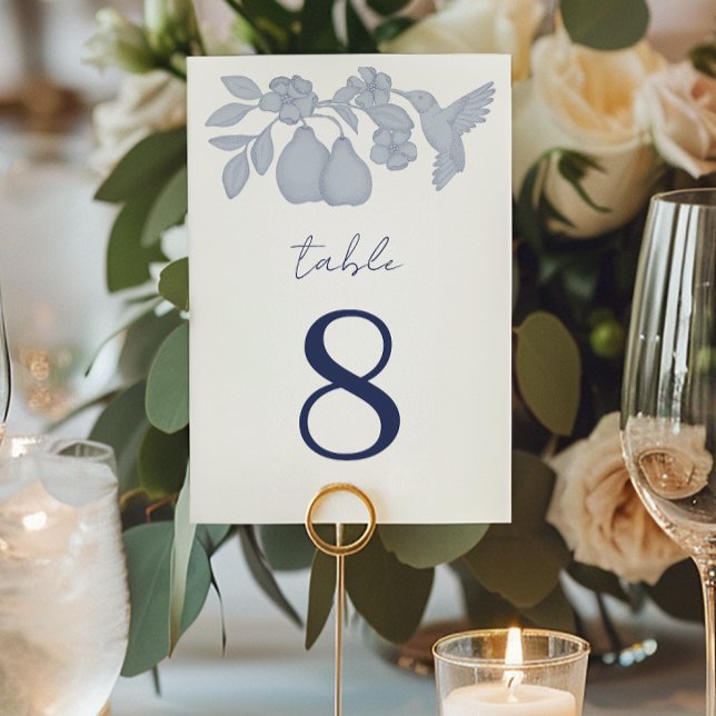 Dusty Blue Perfect Pear Wedding Tischnummer (Table Number)