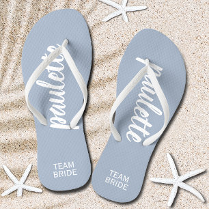 Dusty Blue Personalisiert Team Bride Flip Flops