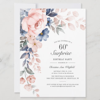 Dusty Blue Pink Floral Überraschung 60. Geburtstag