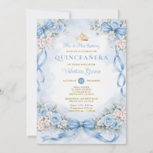 Dusty Blue Pink Quinceañera Geburtstagsprinzessin Einladung