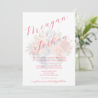 Dusty Blue Pink Wedding Einladung