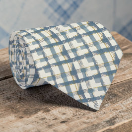 Dusty Blue Plaid Pattern Necktie Tie Krawatte