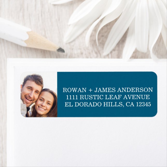 Dusty Blue Pressed Blume Boho Wedding Label (Insitu)