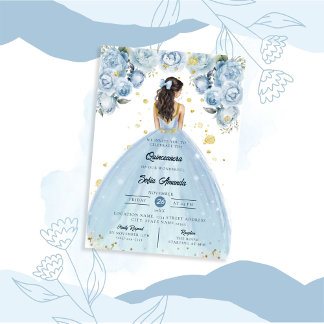 Dusty Blue Princess Party Birthday Einladung