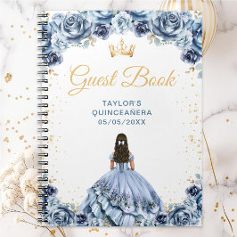 Dusty Blue Princess Quinceañera Gästebuch Notizblock