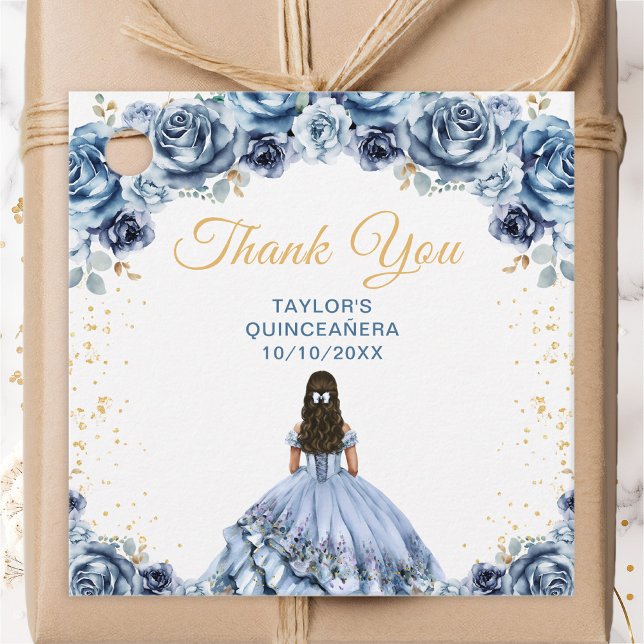 Dusty Blue Princess Quinceañera Vielen Dank Geschenkanhänger (Von Creator hochgeladen)