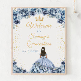 Dusty Blue Princess Quinceañera Willkommen Poster