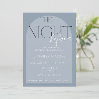 Dusty Blue Probe Dinner Night Before Einladung