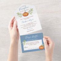 Dusty Blue Pumpkin Baby Shower & Diaper Raffle