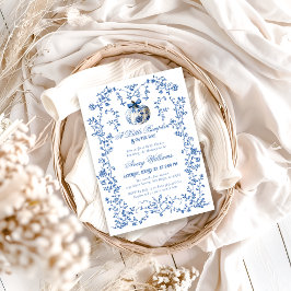 Dusty Blue Pumpkin Fall Floral Boy Baby Dusche Einladung