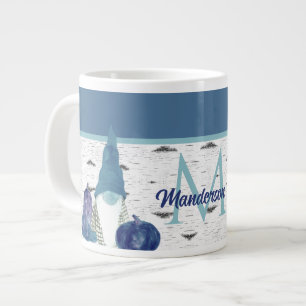 Dusty Blue Pumpkin Gnomes Aspen Rustic House Gia Jumbo-Tasse