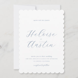 Dusty Blue QR Code Foto B&W Wedding Einladung