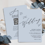 Dusty Blue QR Code in einer eleganten Hochzeit Einladung<br><div class="desc">Dusty Blue Elegant Script QR Code Alles in einer Minimalistischen Einladungs-Karte für Hochzeiten. Feiern Sie Ihren besonderen Tag mit dieser eleganten und wunderschönen Einladungskarte für Ihre Hochzeit, um Ihren besondere Anlass zu verschönern. Alle Texte sind so vorbereitet, dass Sie sie einfach und schnell mit Ihren eigenen Details personalisieren können. Wenn...</div>