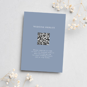 Dusty Blue QR Code Minimale Hochzeitdetails Begleitkarte