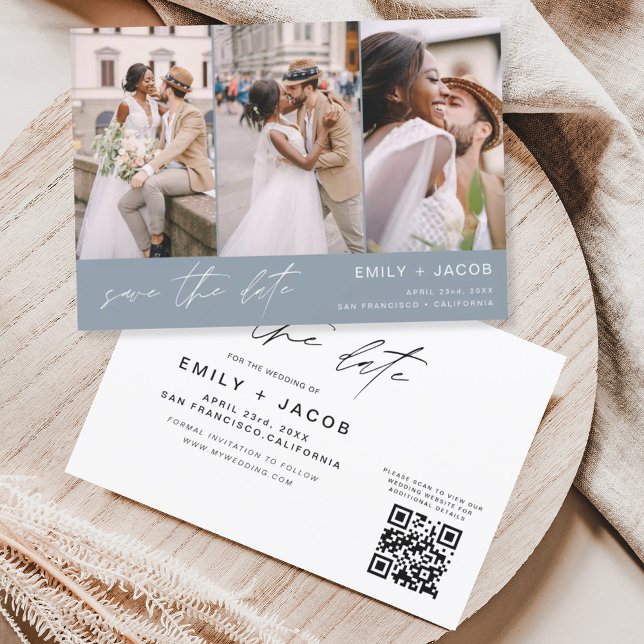 Dusty Blue QR Code Save the Date - 3 Foto (Von Creator hochgeladen)