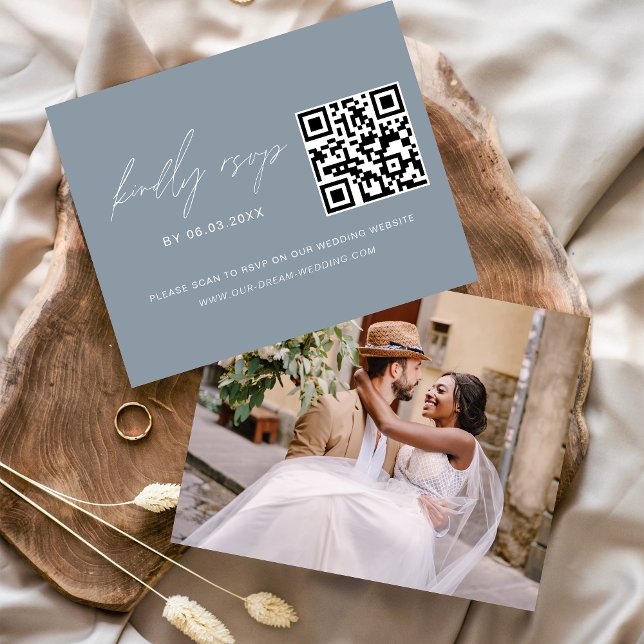 Dusty Blue QR Code UAWG Wedding Website Flyer (Von Creator hochgeladen)