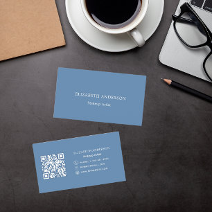 Dusty blue qr Code Visitenkarte