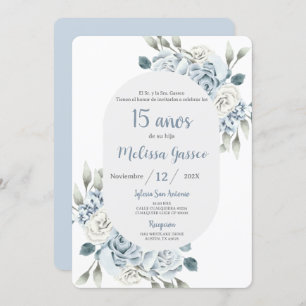 Dusty Blue Quinceañera Einladung