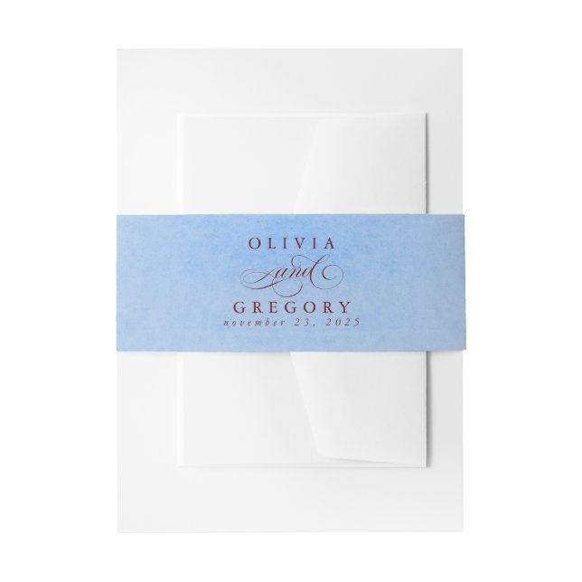 Dusty Blue Red Modern Boho Wedding Einladungsbanderole (Vorderseite Beispiel)