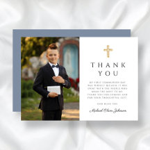 Dusty Blue Religious Cross Boy Erste Kommune