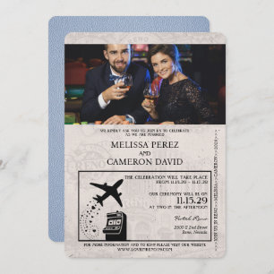 Dusty Blue Reno Passport Hochzeit Einladung